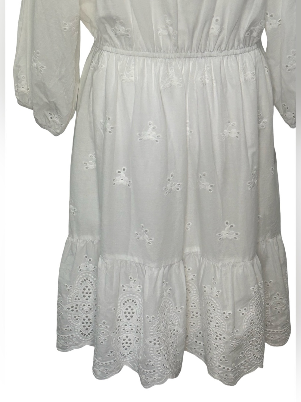 Knox Rose White Eyelet Embroidered Cotton Boho Peasant Dress XXL NWT Cottagecore - Picture 4 of 10
